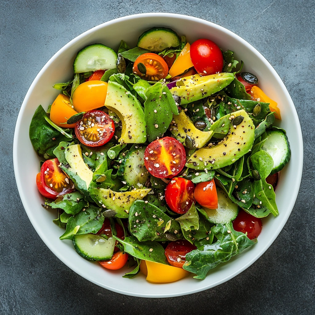 Різноманітний салат з овочів та зелені